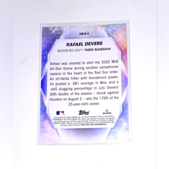 Rafael Devers Topps Stars Of MLB 2023 #SMLB-4 - Picture 2 of 2